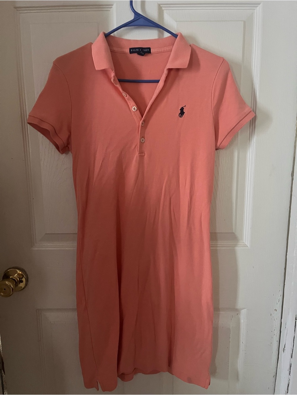Ralph Lauren Coral Polo Dress with Navy Pony